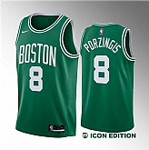 Men's Boston Celtics #8 Kristaps Porzingis Green 2023 Draft Icon Edition Stitched Basketball Jersey Dzhi 